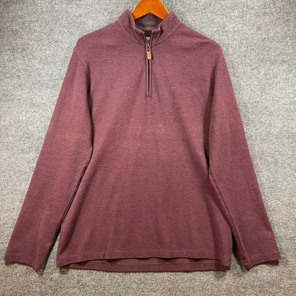 Mizzen + Main 1/4 Zip Rivington Pullover Sweater Men's Large Red Perfromance
